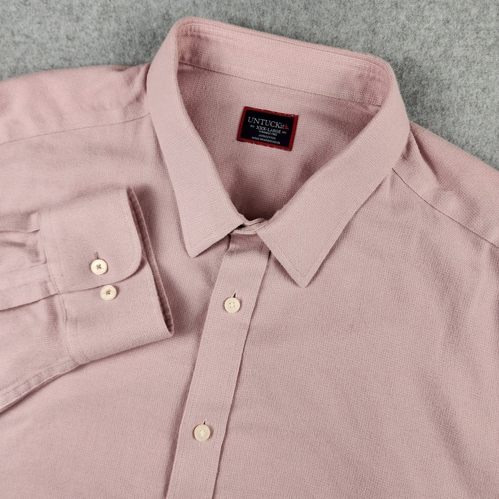 UNTUCKit Shirt Men's XXXL 3XL Long Sleeve Pink Veneto WF Wrinkle Free Button Up